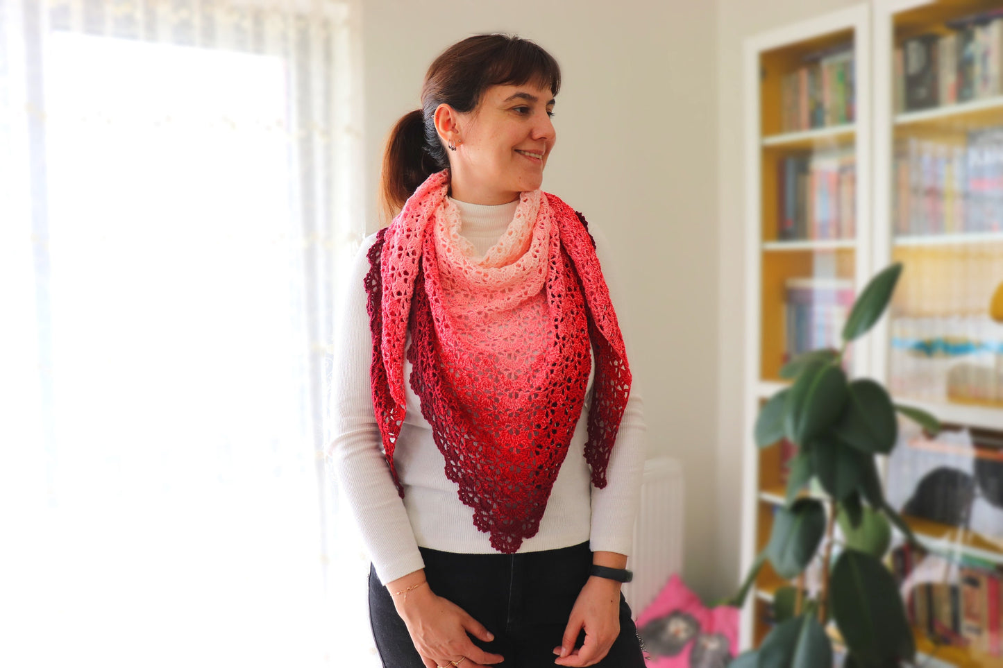 Elegant Triangle Crochet Shawl by Hiba