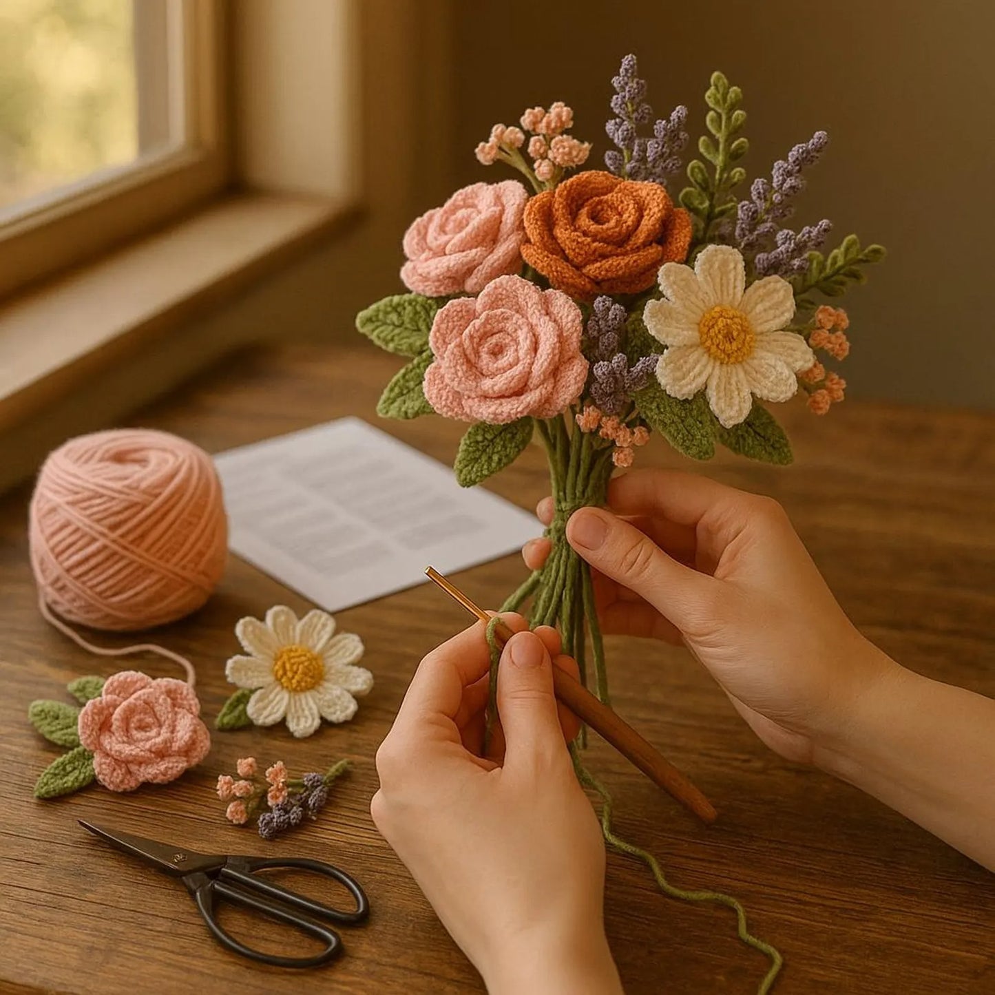Rose Bouquet Crochet Flower Pattern by - CrochetArtHub